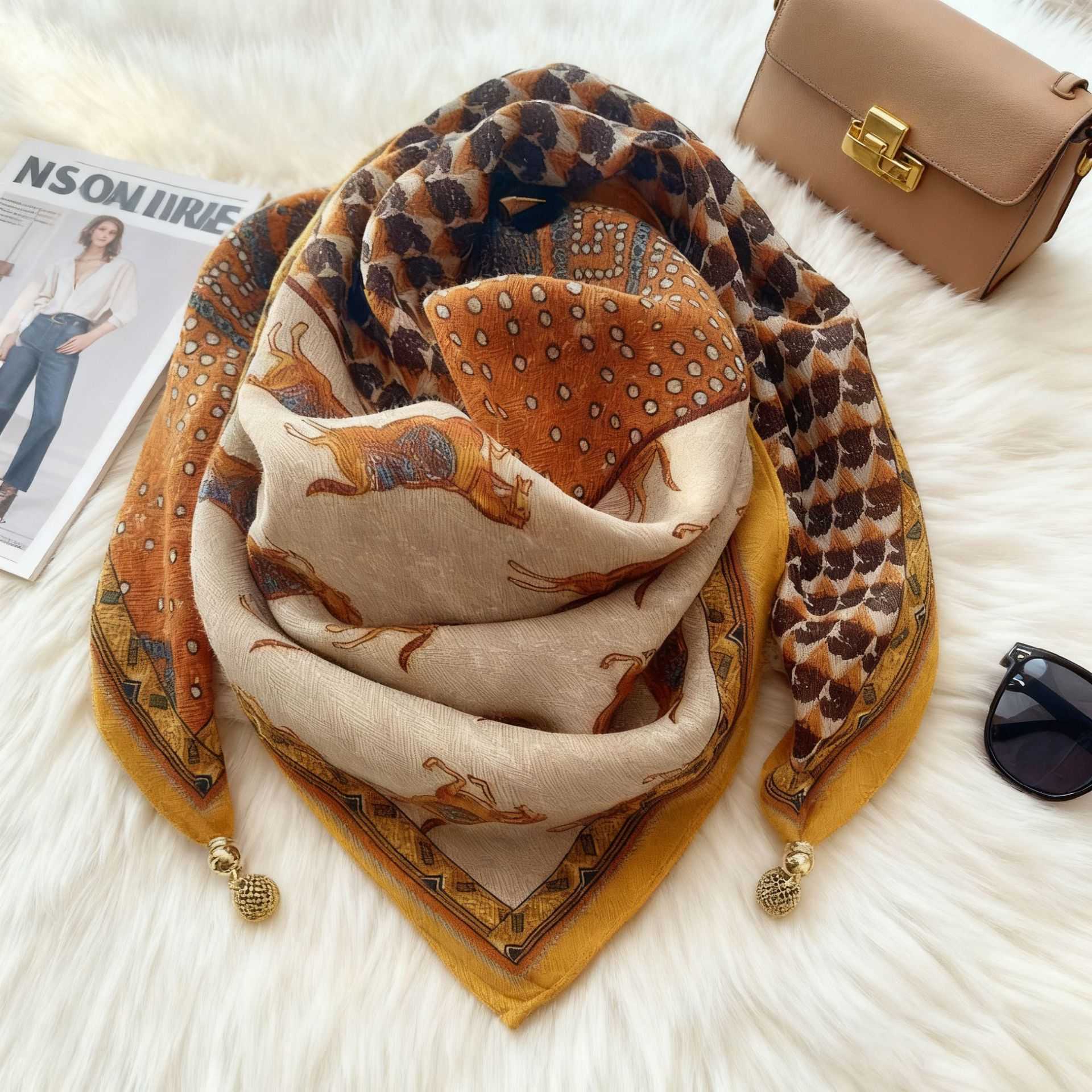 Magnetic Buckle Scarf for Women New Autumn and Winter Lazy Pendant Double-Sided Scarf Fashionable and Versatile Neck Warmer L260804JZUE