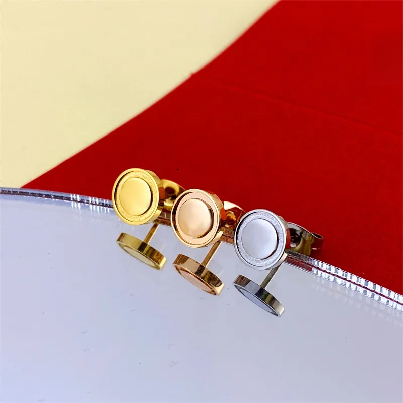 Luxury Branded stainless Steel men boy big mini 8mm designer stud Earring 18k rose Gold Silver 15mm studs Earrings Women girl Wedding Party love Jew