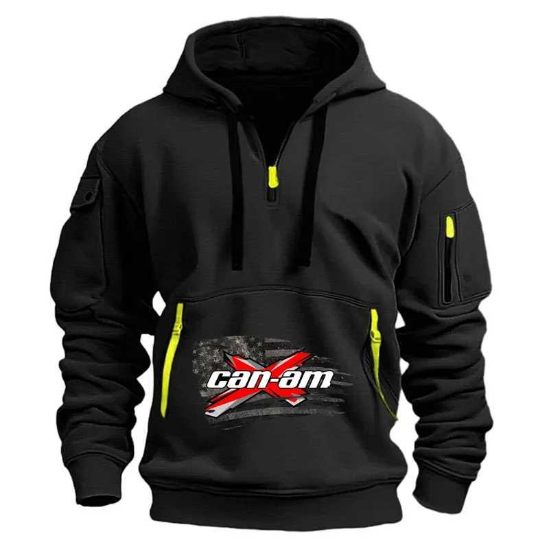 Men's autumn and winter hooded sweatshirt with printed high-quty and comfortable multiple pockets half zipper S260805UJTA