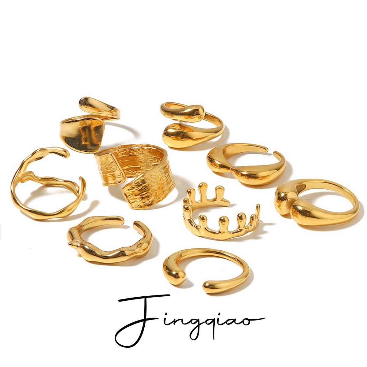 Irregular Geometric Line for Women, Ins Style, Personality Hip-Hop Adjustable Open Finger Ring, Internet Celebrity Couple Ring