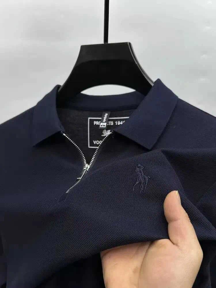 High end brand embroidered mens short sleeve half zip polo shirt short sleeve summer breathable business casual Paul T-shirt