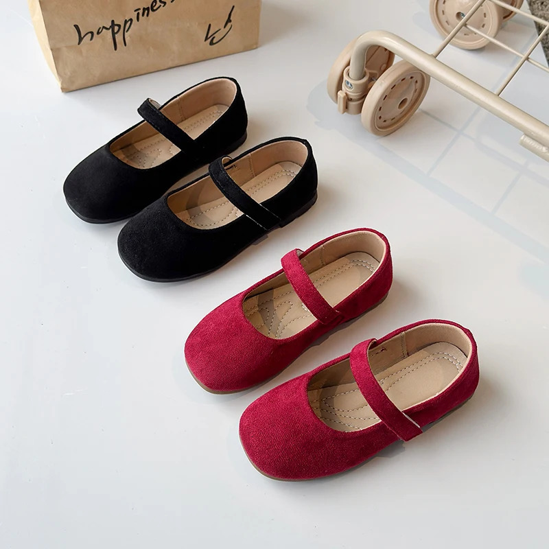 Spring Girl's Casual Shoes Round Toe Hook-loop Shallow Chic Kid's Flat Shoe Solid Colors Anti-slip Daily All-match Children Shoe260805