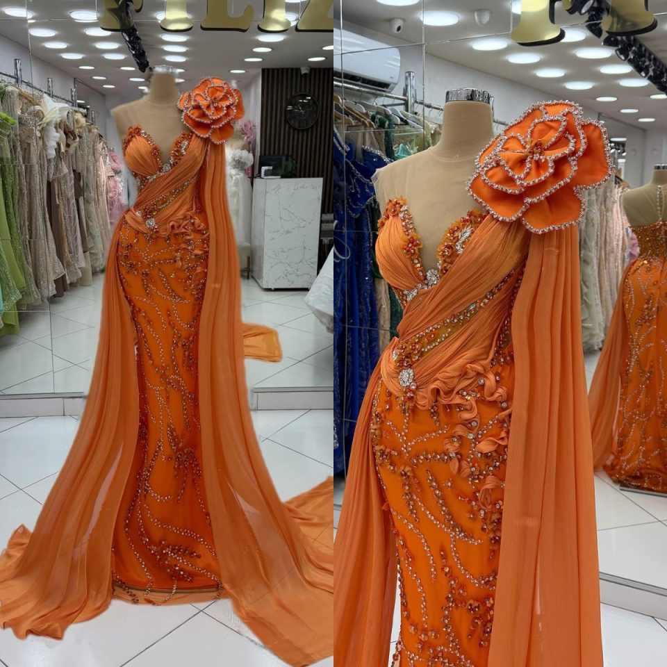 Elegant Crystal Mermaid Evening Party Dress Heavy Beaded Woman Formal Event Dresses Prom vestidos Customized