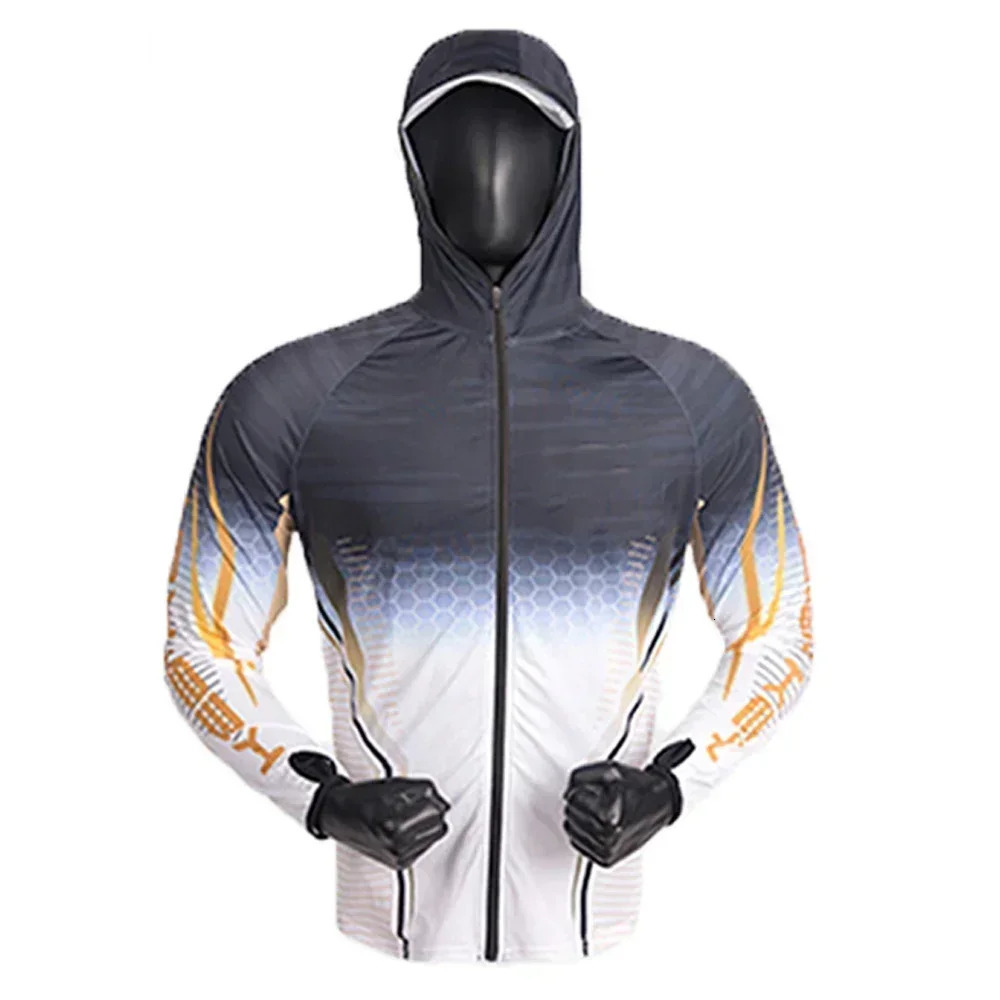 Fishing Shirts Outdoor Quick Drying Fishing Men UV Clothing Hooded Anti-UV Full zip hiking summer fishing jacket 260805