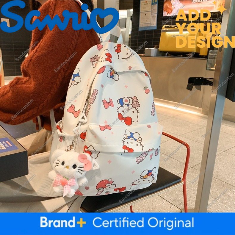 Printed Graffiti Student Backpack Waterproof Double Shoulder Sanrio Hello Kitty Niche Versatile School Bag Korean Style Girl eca