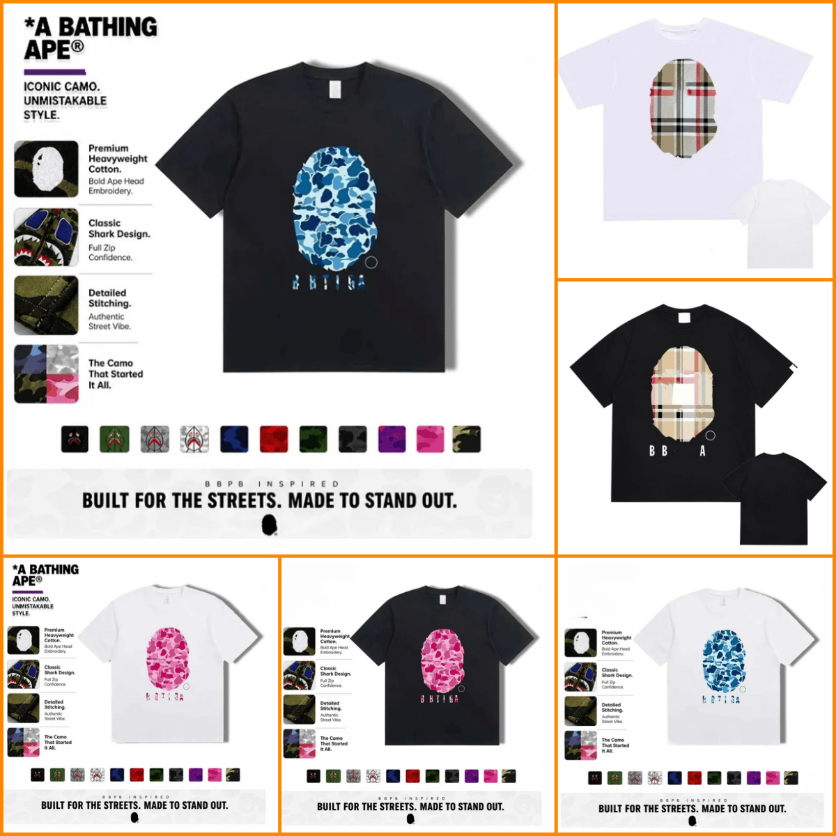 NEW 10A Ba pe shirt Graffiti Camouflage Graphic Tee Oversized Printed Tee Top Designer Shirt Hip Hop Streetwear Unisex Clothes shark Tshirt Men&#