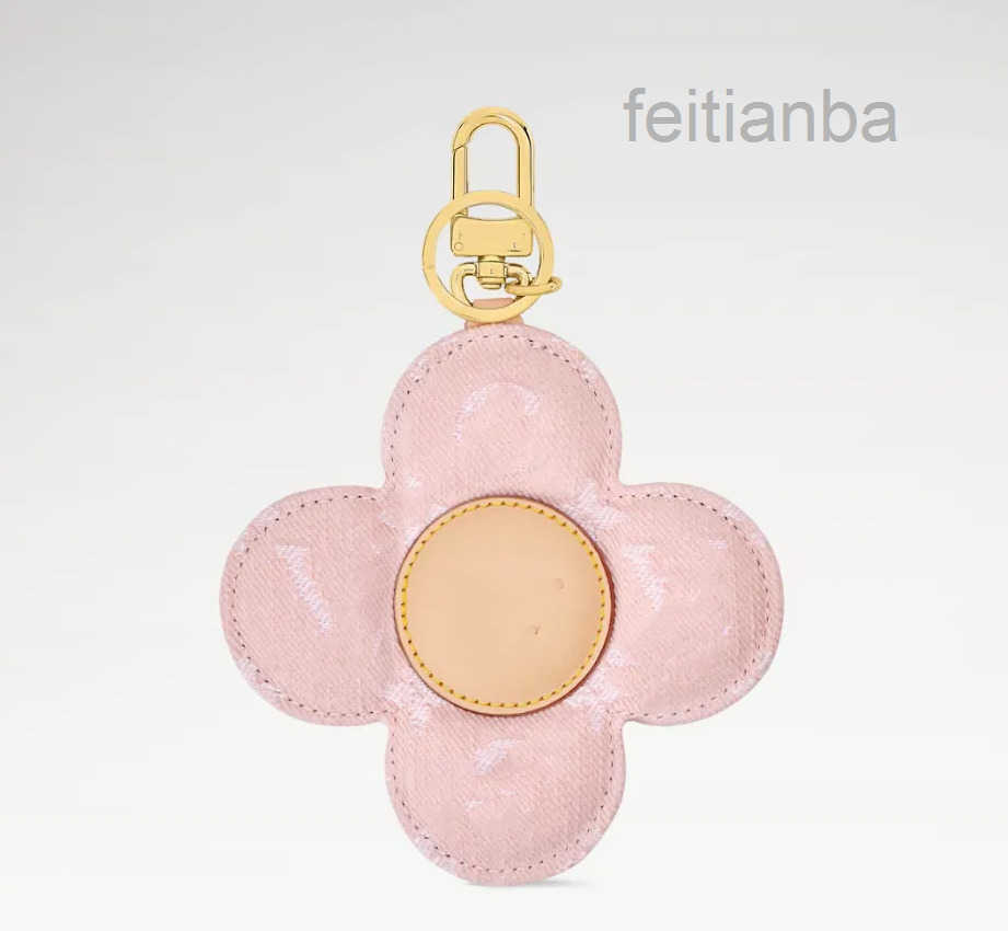 Keychains Designer With BOX Fashion Designer Pink Sunflower Keychains High-End Flower Letter Print Luxury Keychain Women Bag Charm Fashion Accessori