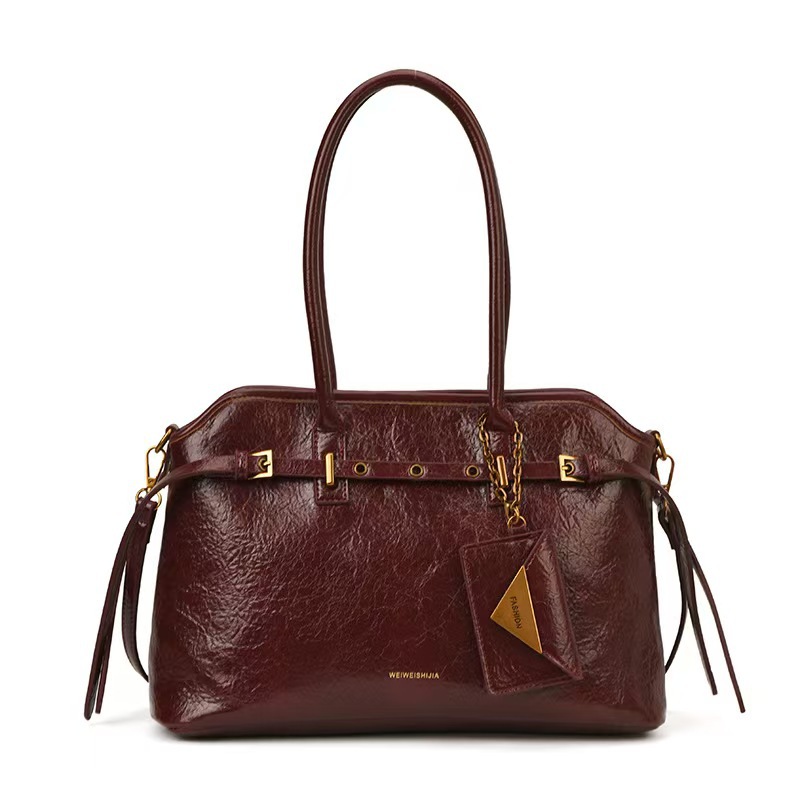 new vintage oil wax leather handbag for women 2026s hot sale large capacity fashion commuter versatile shoulder crossbody bag free shipping
