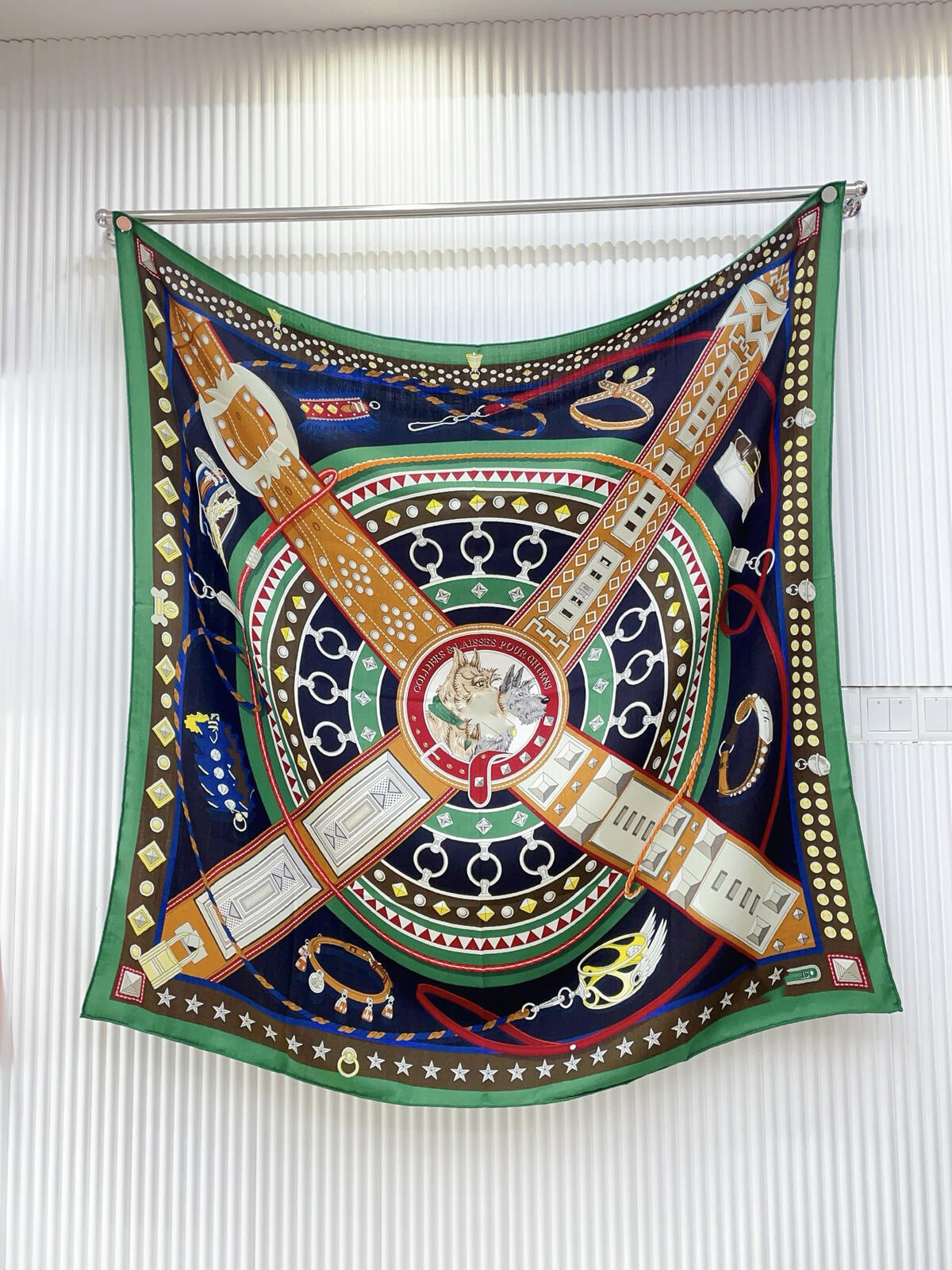 140*140cm H designer Silk and cashmere scarf 70% cashmere +30% silk large square shawl double sided dog collar and leash pattern scarf gift