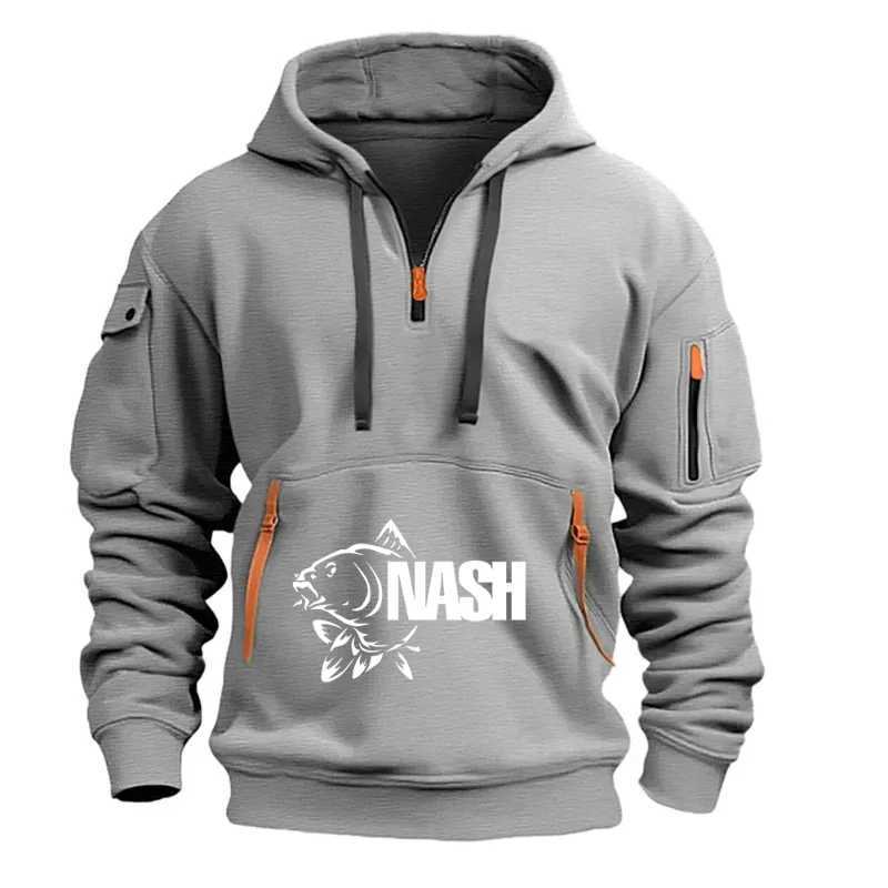 Men's autumn and winter hooded sweatshirt with printed high-quty and comfortable multiple pockets half zipper S260805P6H6