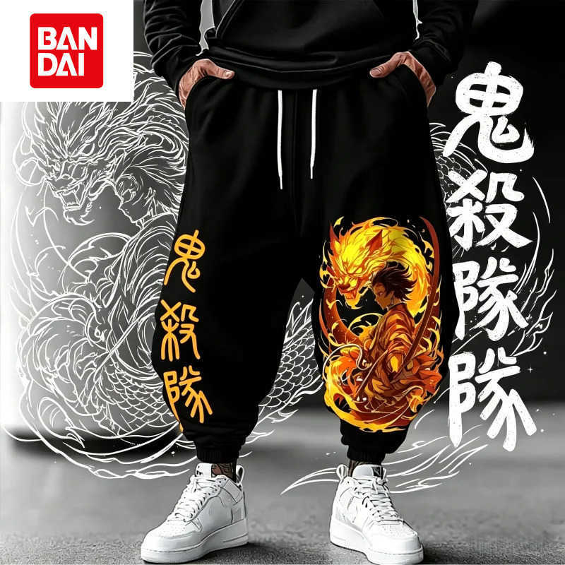 Bandai 2026 Summer Hot Sale Demon Slayer Tanjiro Kamado 3D Printed Pants Adult Kids Quick Dry Joggers Streetwear Parent-child Trousers L260805DV89