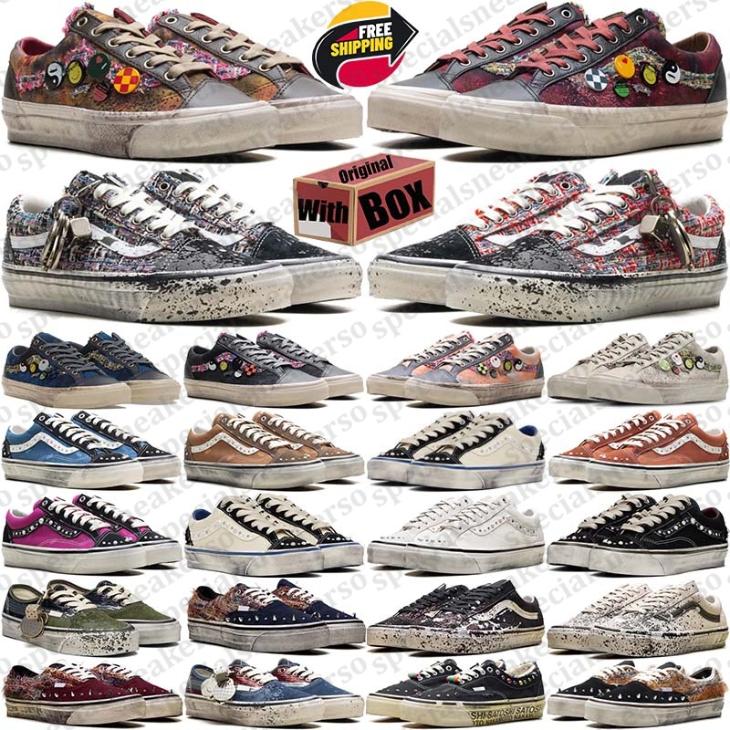 Free Shipping With Box Designer pearlize sneaker pearlized skools pearls shoes knu old sneakers Sport chaussures trainers mens womens d h gate top