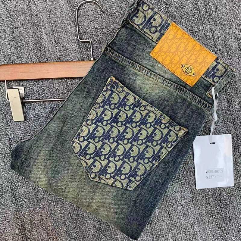 High-End Trendy Brand Printed Jeans Men's 2025 New Washed Vintage Stretch Slim Fit Skinny Pants S2608045NGT