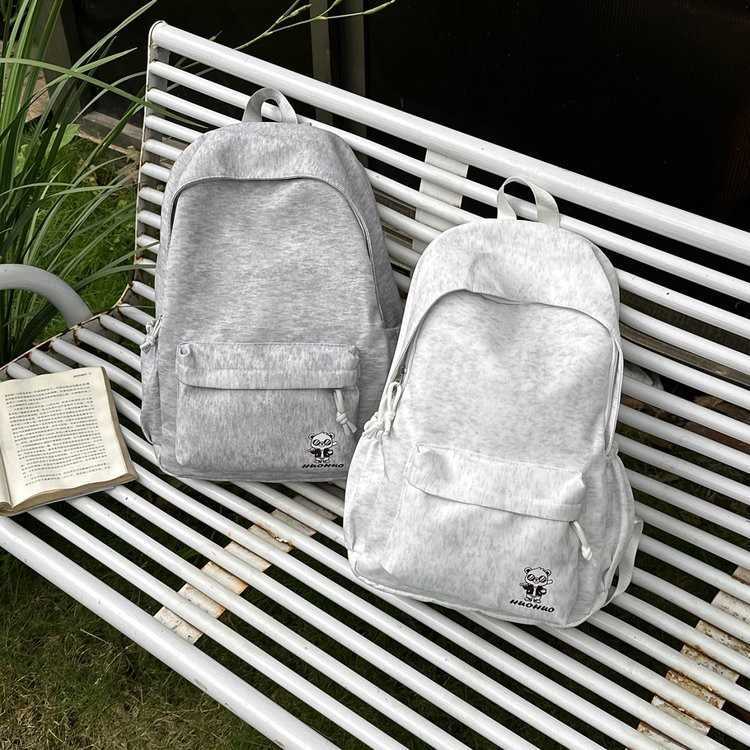 Korean-style minimalist solid color backpack for women large capacity college style student bag fashionable casual versatile backpack L26720