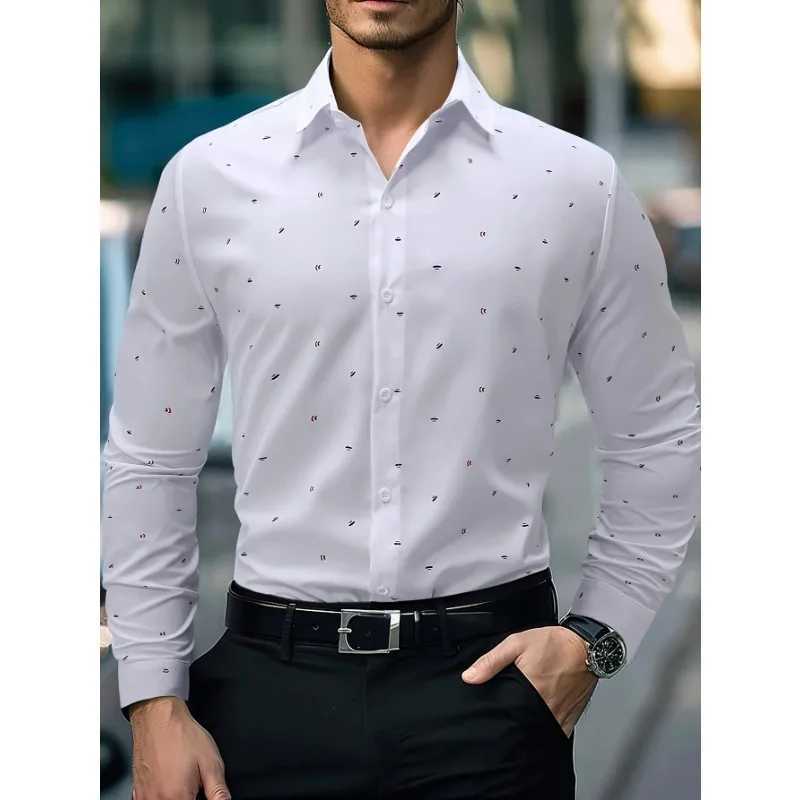 2025 FGKKS Men's White Dress Shirt Brand New Arrival Trending Long Sleeve Smart Casual Elastic Quality Male Business Shirt Z260805