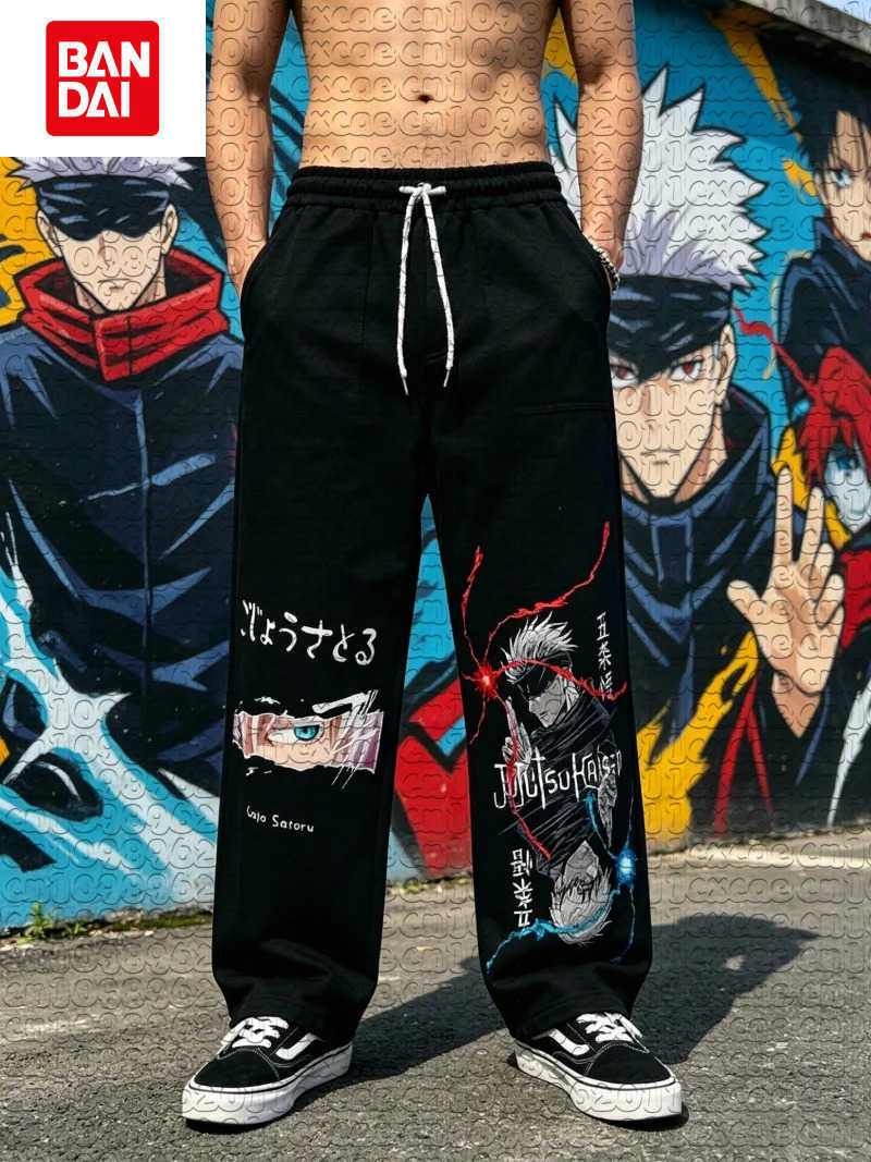 Bandai New Anime Gojo Satoru Cracked Eye Print Straight Pants Unisex Quick Dry Jujutsu Kaisen Summer Street Sport Casual Sweat Trousers L260805HJAE