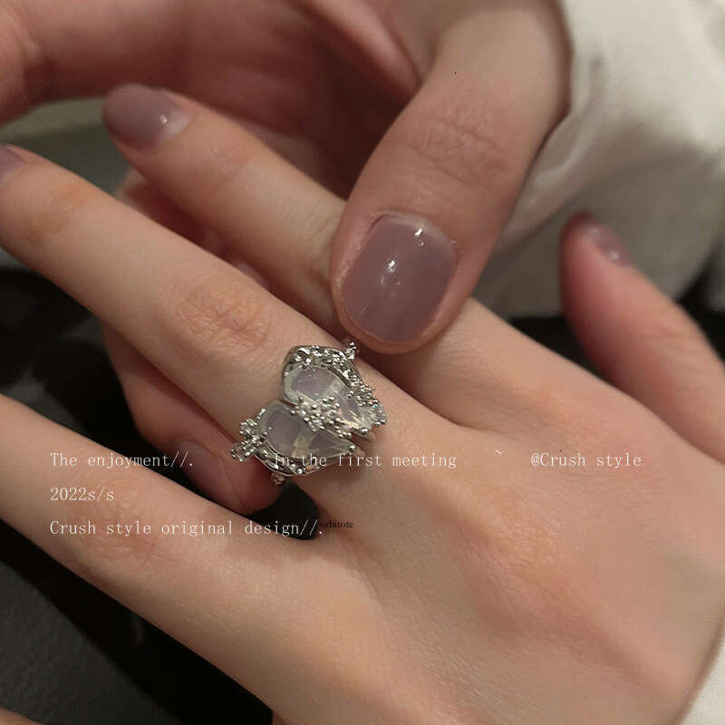 High-End Butterfly Zircon Open for Women, Trendy Fashionable Unique Index Finger Ring, Light Luxury Design, Niche Ring