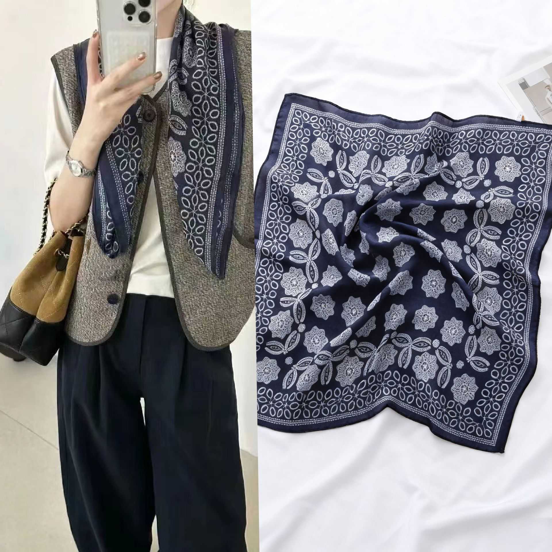 70cm square scarf for neck protection and sun protection high-end neck scarf short shawl versatile scarf for spring and autumn L26080437Z2