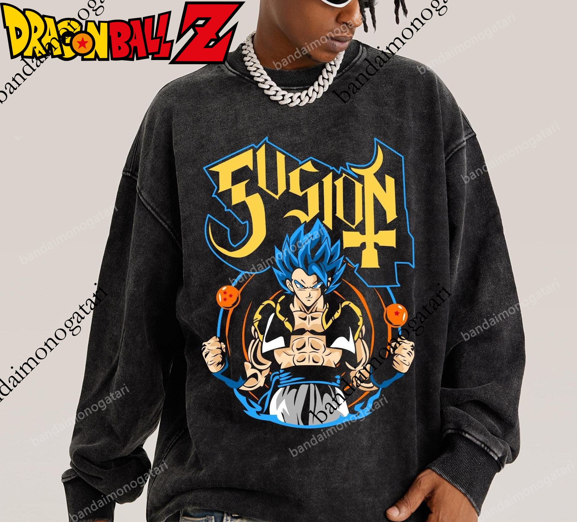 Washed vintage Dragon Ball Goku series Japanese anime, autumn 360G heavyweight round-neck sweatshirt, distressed and loose fit 500a