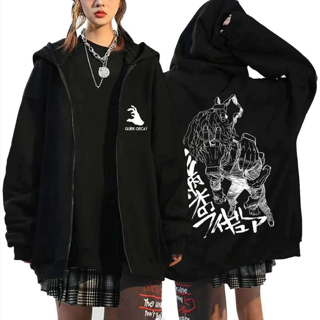 Anime My Hero Academia Shigaraki Tomura Zipper Hoodie Men Retro Flce Zip Up Jacket Man Cartoon Manga Cosplay Zip Up Sweatshirt S260805JA1P