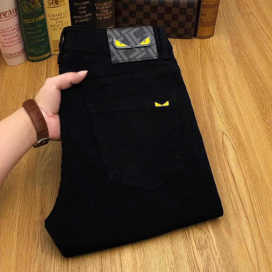 Light Luxury High-End Trendy Brand Versatile Denim Pants Men's Spring and Autumn New Black Slim Straight Elastic Casual Pants S260804C5OQ