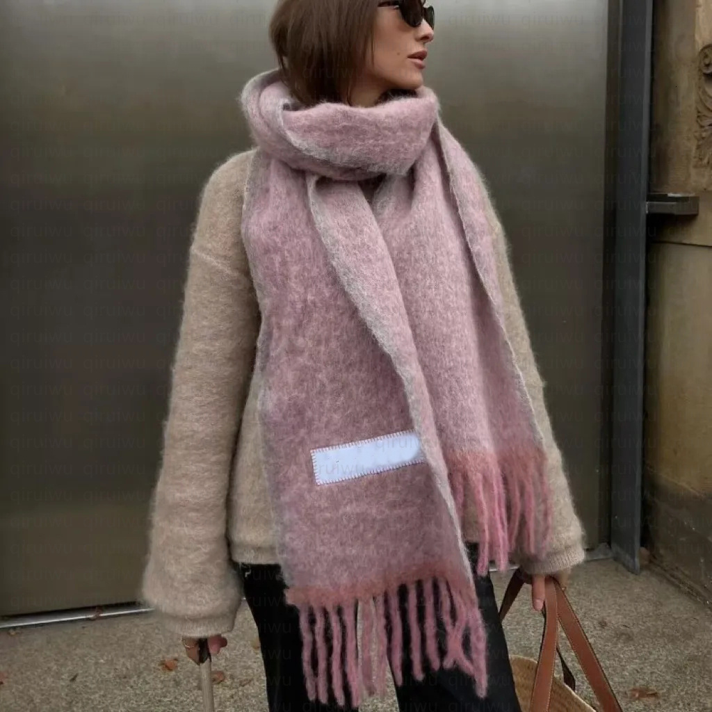 Hot sell designer scarf scarves winter scarf for women shawl AC Solid Color Block Mohair Tassel Scarf Alpaca Wool Scarf Neck Warmer Wholesale friend