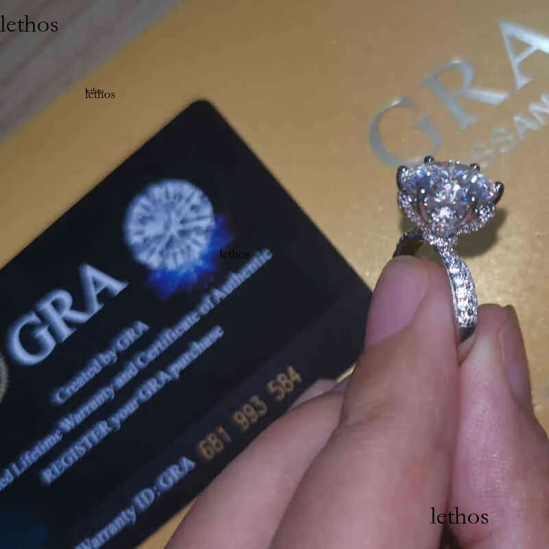 ring Custom Name Certified 5 Carat Dia Engagement Ring Women 14K White Gold Sterg Sier Bridal Moissanite Rings Wedding Band 4d