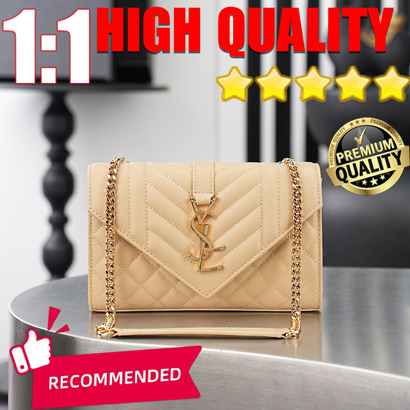 Top Quality Designer bag Fashion bag Women Quilted Envelope Shoulder Bag Grain Leather Chain Crossbody Purse Elegant Daily Evening Handbag