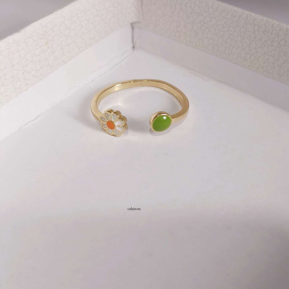 Summer fresh and versatile oil-drip daisy for women, ins-style, Korean version, niche design, everyday open ring