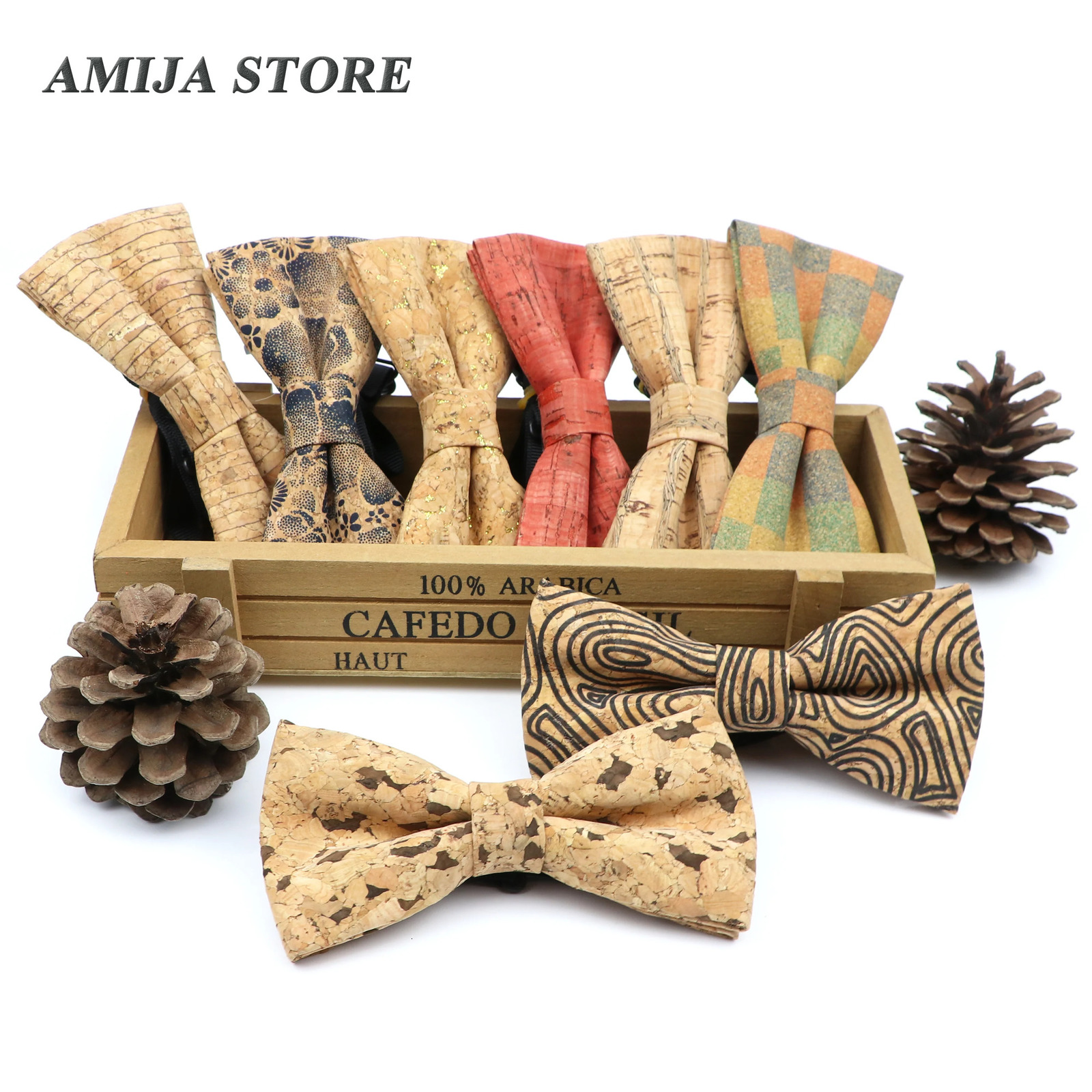 Unique Wooden Bow Tie For Man Women Cork Bowknot Retro Wood Handmade Bowties Daily Party Wedding Accessories Butterfly Wholesale 260804