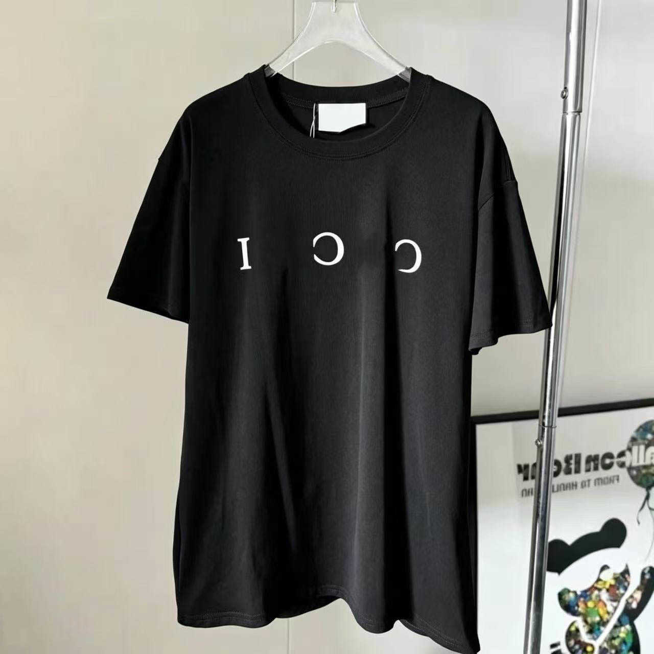 T-Shirts Men's Women Men GUC Letter Print Crew Neck T-shirt Loose Fit Light Blue Streetwear Cotton Top D260805