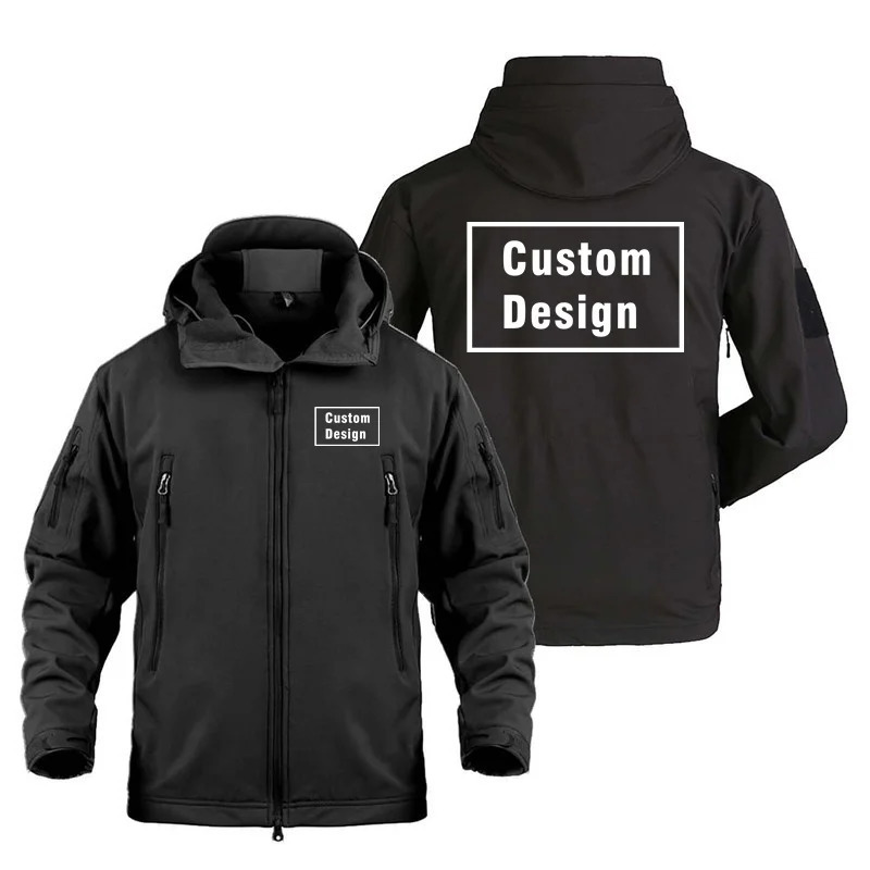 Custom n Support Customization Diy Multiple Pockets Fleece Warm SoftShell Jackets for Men Military Outdoor Man Coat 260805