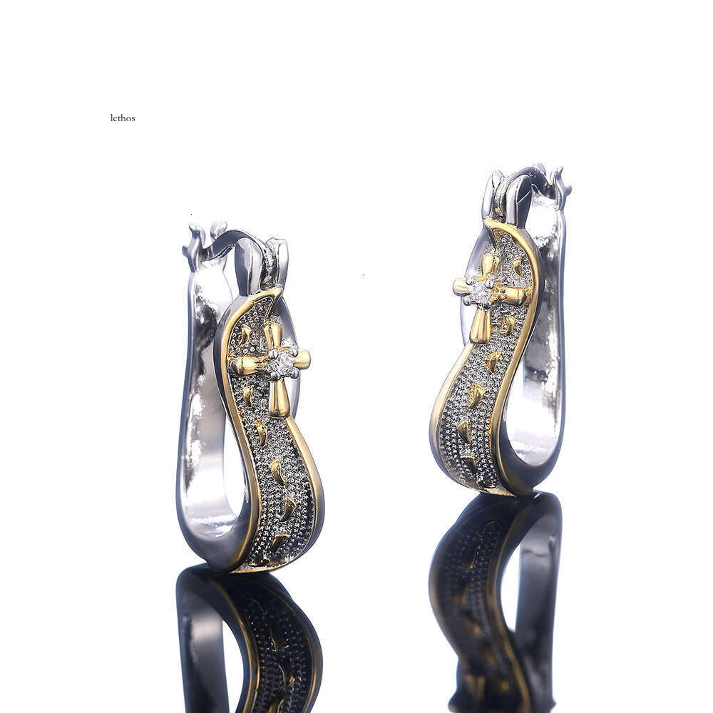 new product: Creative footprint frosted hot-selling earrings for women 18k gold plated two-tone ear clasps