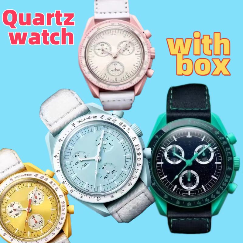 Bioceramic Planet Moon Mens Watches Full Function Quartz Chronograph Watch Mission To Earthphase NEPTUNE 42mm Nylon Luxury Wristwatches 1969
