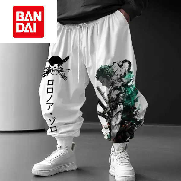 Bandai 2026 One Piece Zoro Anime Men's Jogger Pants Streetwear Casual Sweatpants Cartoon Printed Trousers Spring Hip Hop Fashion Y2k L26080562I