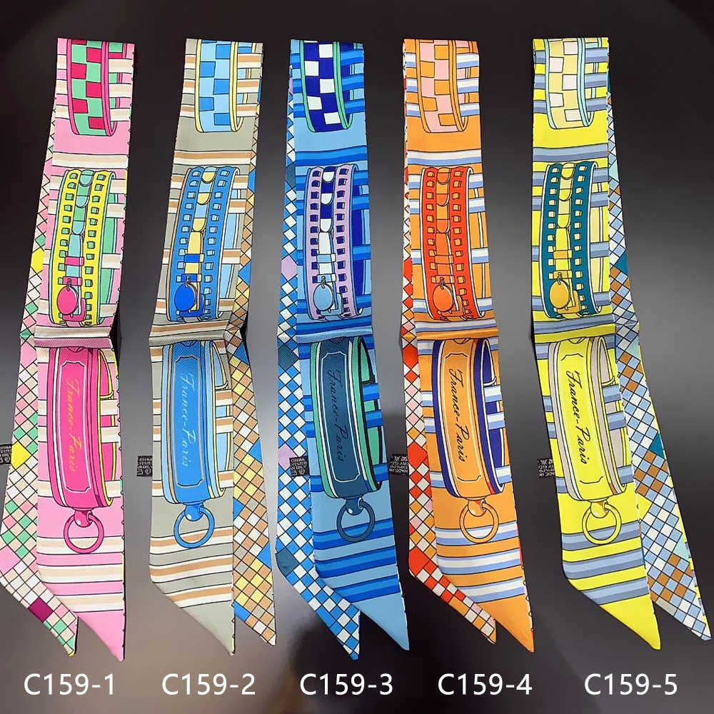 Spring new arrival Women's small silk scarf for wrapping around bag handles silk ribbon scarf L260804P4I1