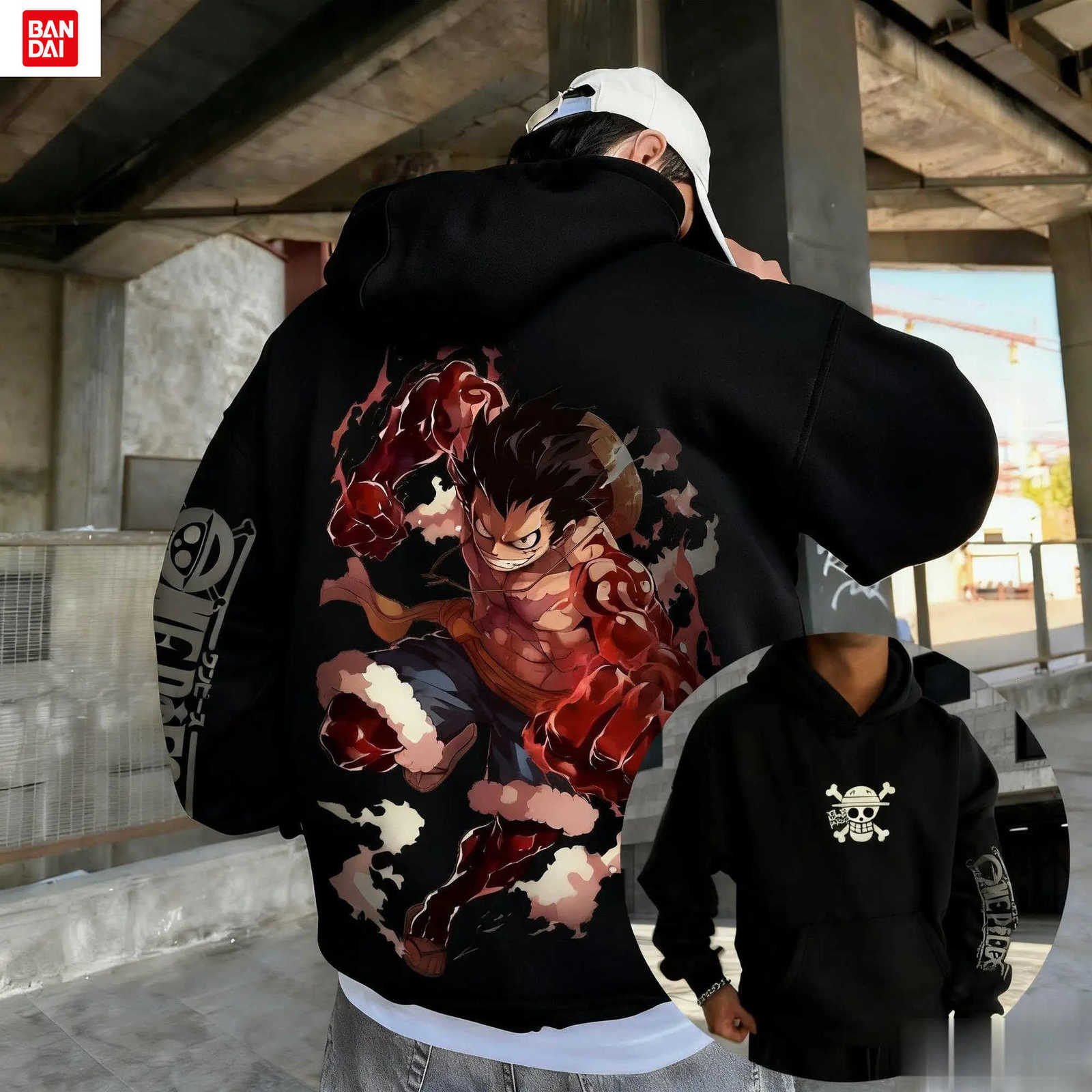 Bandai 2026 One Piece Anime Luffy Anime Printed Hoodie Sweatshirt Men's and Women's Hoodie Men's Tops Sports Hoodie Harajuku Y2K Hood