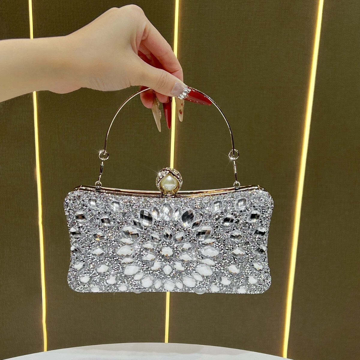New evening fashionable women's high-end handbag, light luxury crossbody bag, sparkling diamond bag