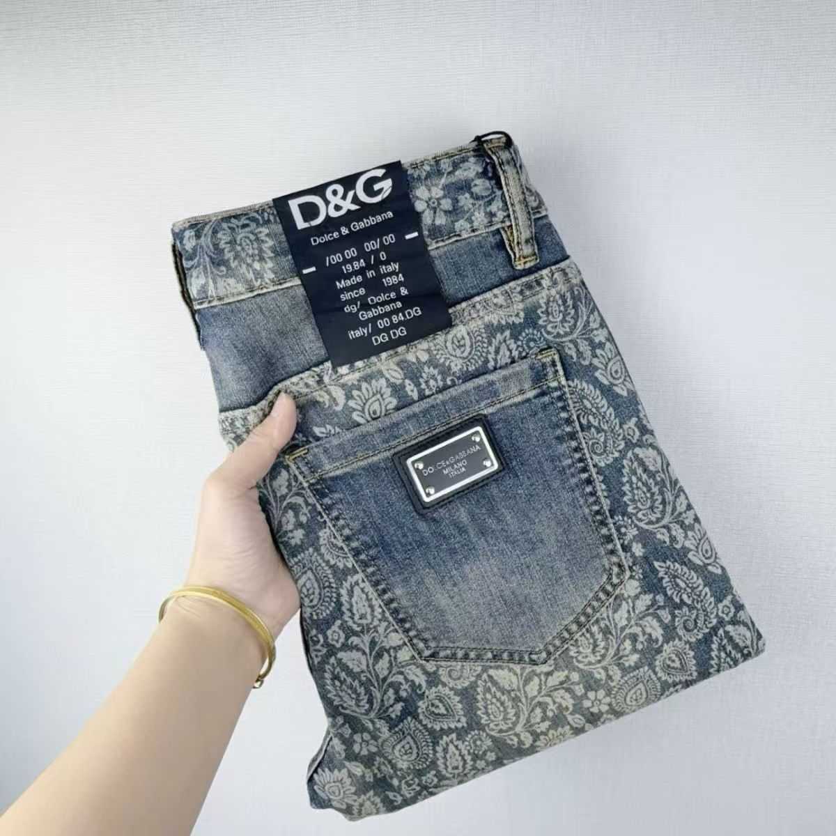 Trendy European-style new printed jeans for men light luxury high-end stretch slim-fit fashionable versatile casual pants S260804A022
