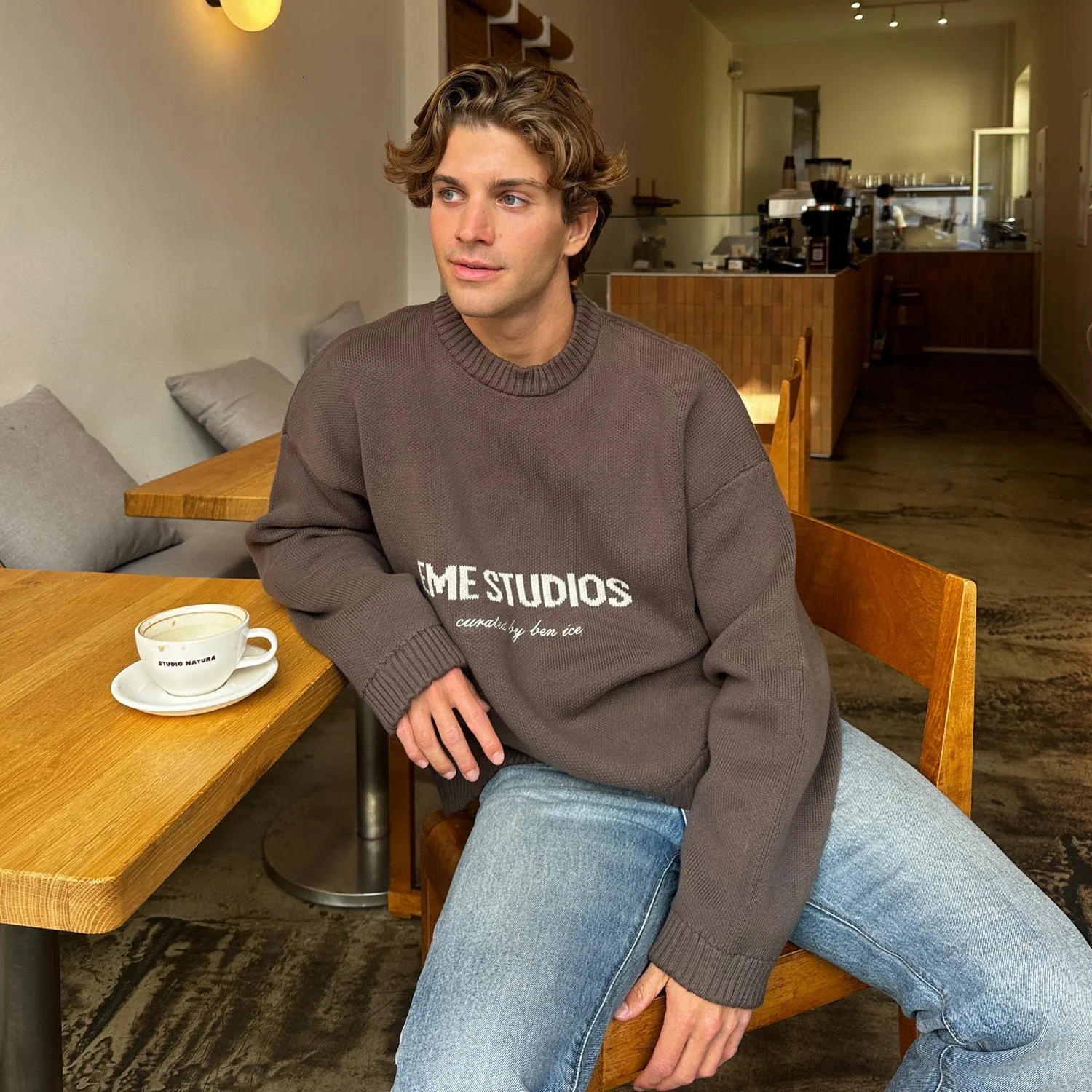 Letter Jacquard Men, European American Style, Autumn And Winter Knitted Pullover, Loose Lazy Style Embroidered Sweater For Women