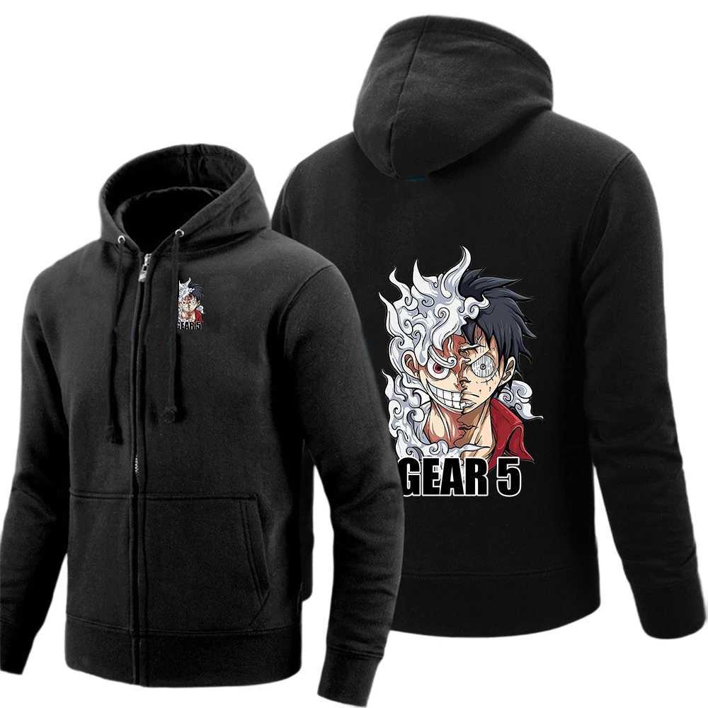 2026 One Piece Luffy Men's New Spring Autumn Gear 5 Nika Print Solid Color Zipper Hoodies Casual Versatile Strtwear Pullover S260805H5XW