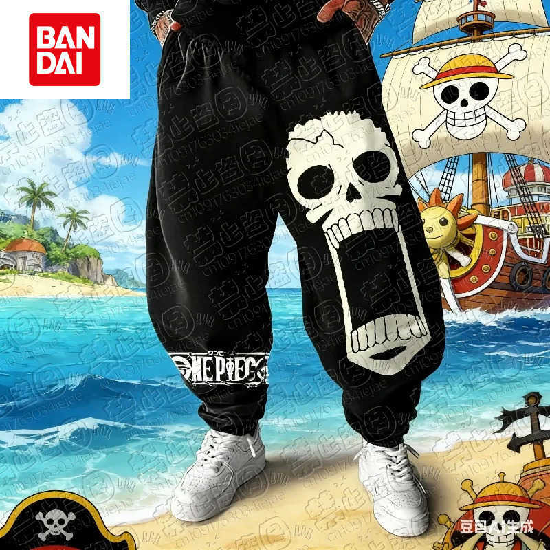 Bandai 2026 One Piece Men's Pants Sportswear Brook Spring Autumn Winter Anime Jogger Pants Casual Loose Fashion Trousers L2608052M2L
