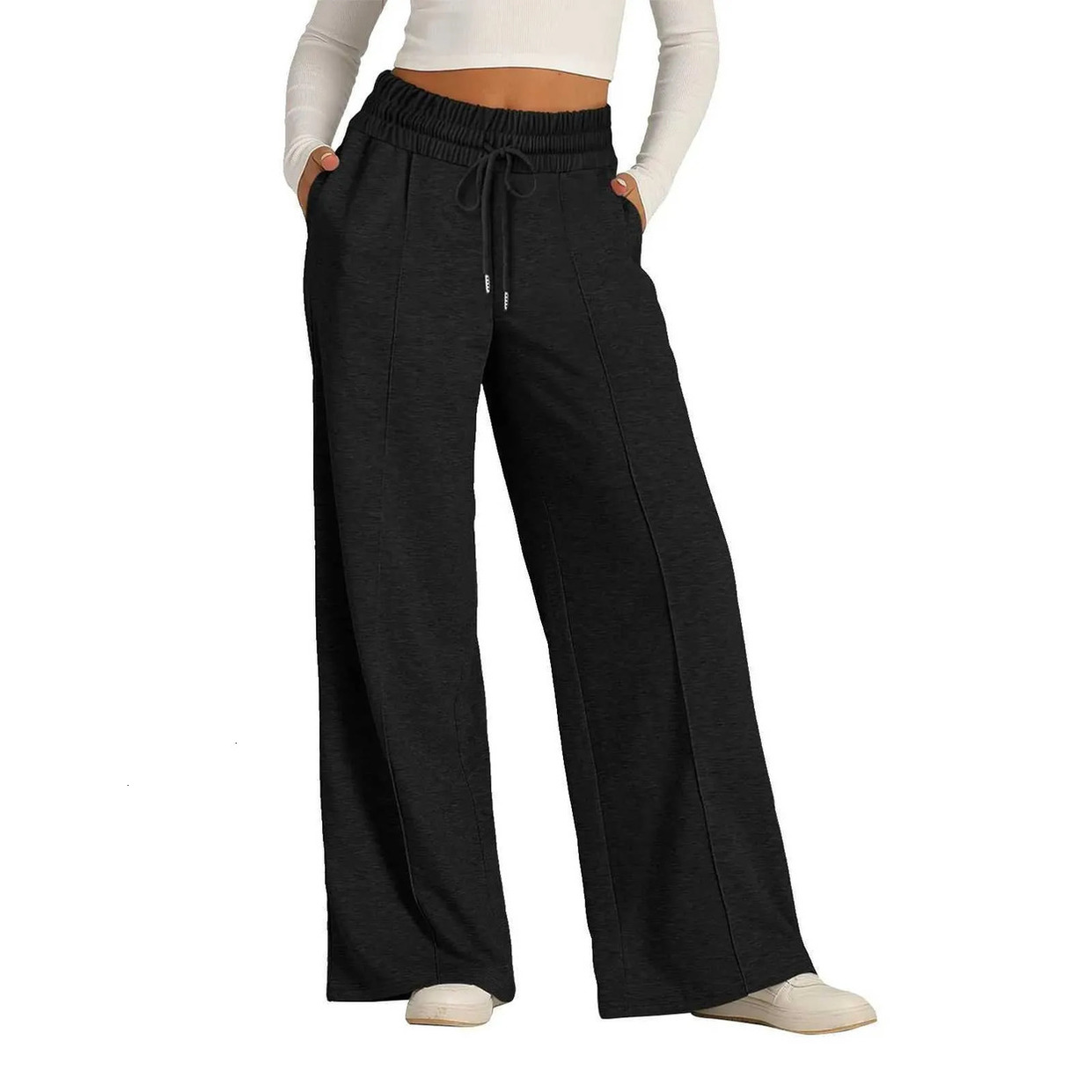 2026 Gym Clothe * Set Gym Clothe Set Womens Pant High Waisted Cotton Workout Linen Pants Drawstring Waist Wide workout set Leg Loose Trousers With P
