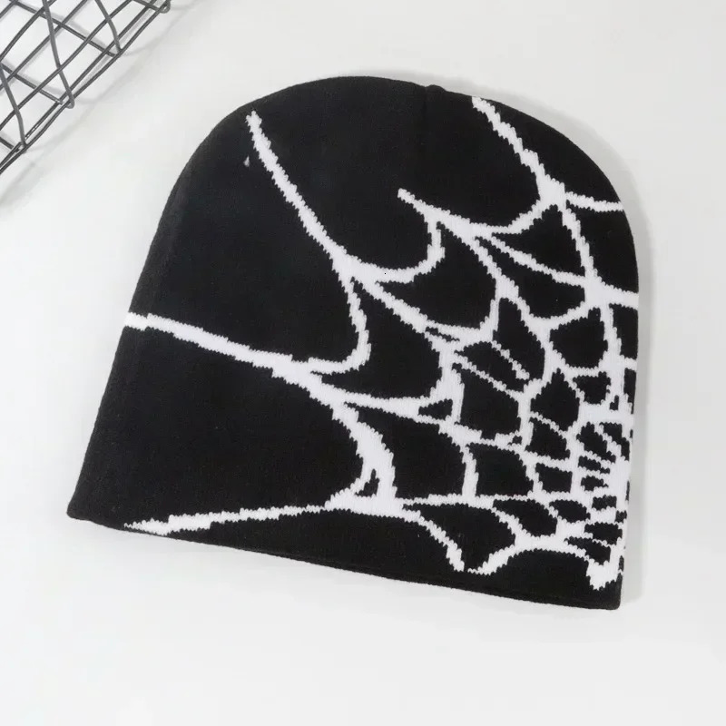 Knitting Spider Web n Hat Skullies Beanies for Men Women Pullover Pile Cap Y2k Goth Warm Beanie Hats Hip-hop Street Cap 260804