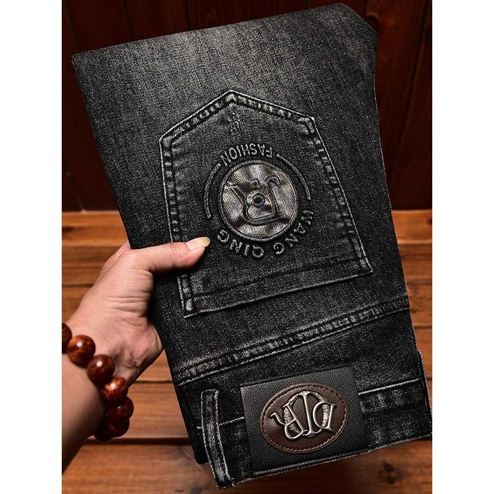 High-end trendy Korean-style men's slim-fit skinny jeans versatile stretchy casual black long pants S260804TXR0