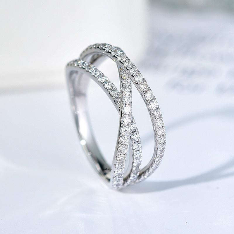Multi-layer Cross Moissanite for Women Fashionable Personality Minimalist Style Ins Trend Internet Celebrity Classic Ring