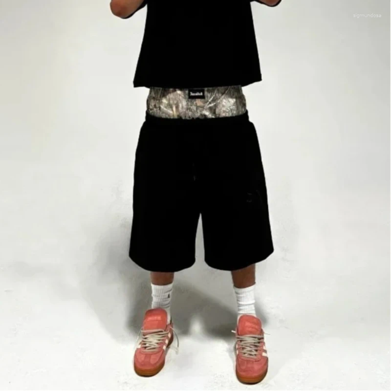 Men's Shorts Oversized Double-layer Gothic Pants American Fashion Streetwear Harajuku Loose Fit High Waist Wide Legs