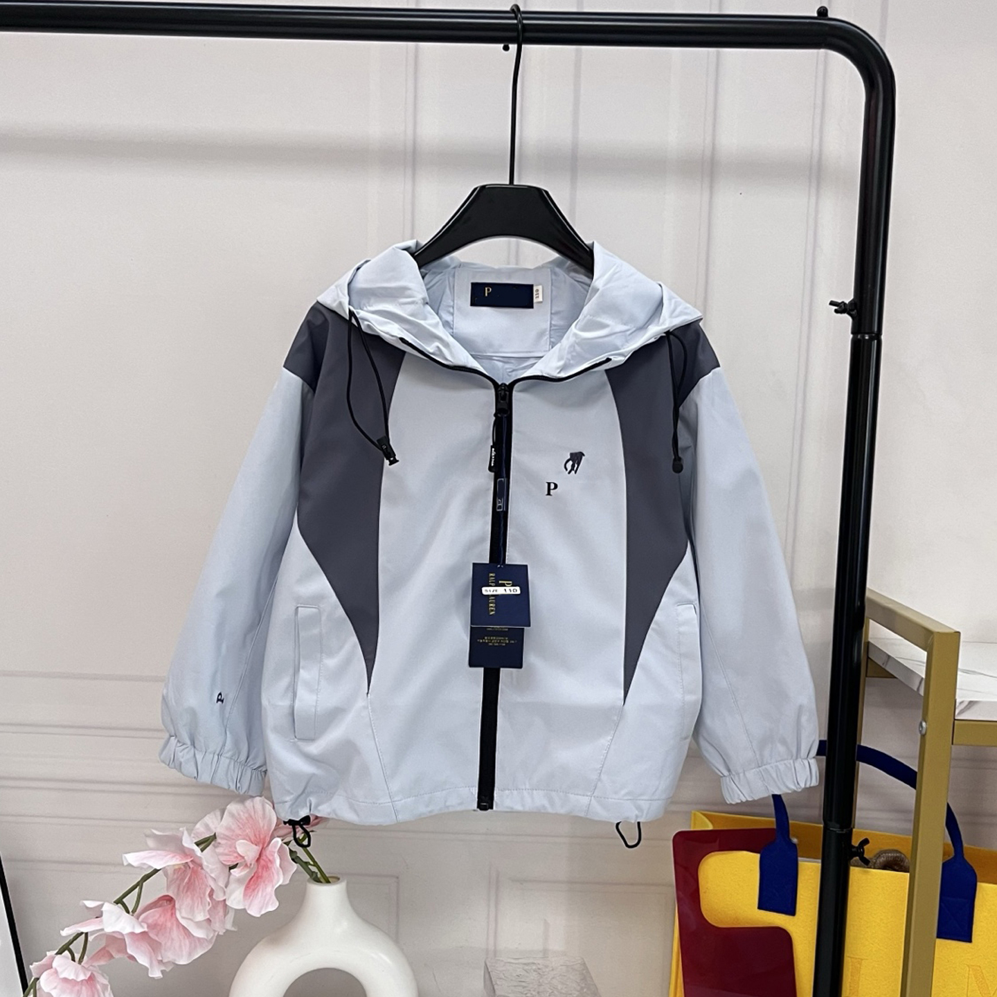 Designer Kids Hooded Windbreaker Boys Toddler Zip Up Outdoor Windproof Jacket Children Sports Casual Coat Size 110CM-180CM