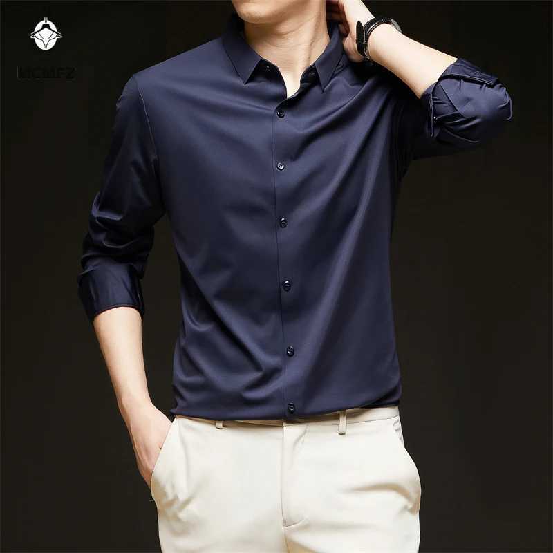 New Men's Business Casual Long Sleeved Solid Color Shirt Wrinkle Resistant Wrinkle Free Comfortable All Season Versatile Top Z260805