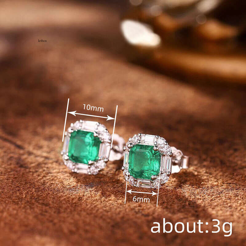 Jewelry light luxury style earrings for women emerald shiny micro-inlaid Moissanite manufacturer wholesale hot-selling item